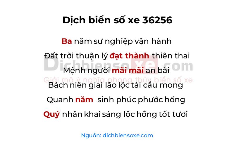 Dịch thơ biển số 36256