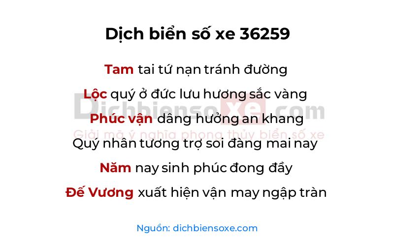 Dịch thơ biển số 36259