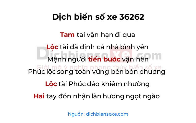Dịch thơ biển số 36262