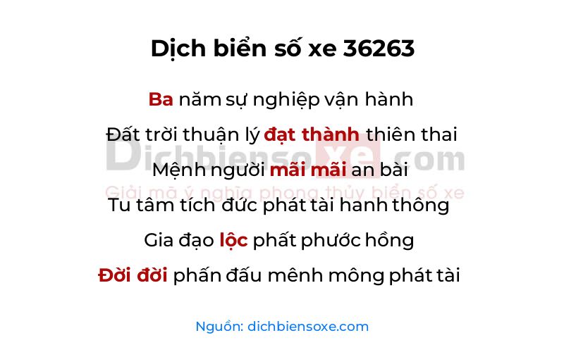 Dịch thơ biển số 36263