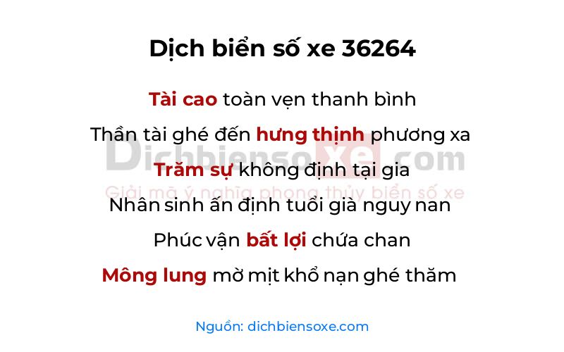 Dịch thơ biển số 36264