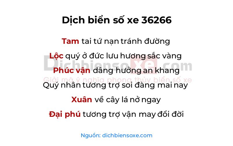 Dịch thơ biển số 36266
