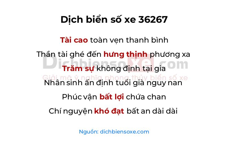 Dịch thơ biển số 36267