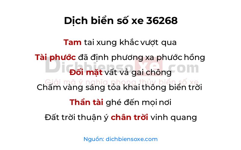 Dịch thơ biển số 36268