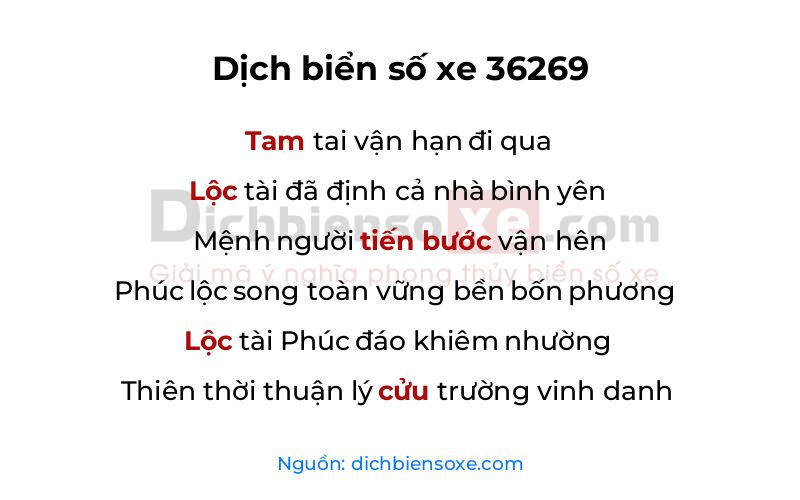 Dịch thơ biển số 36269