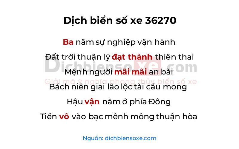 Dịch thơ biển số 36270