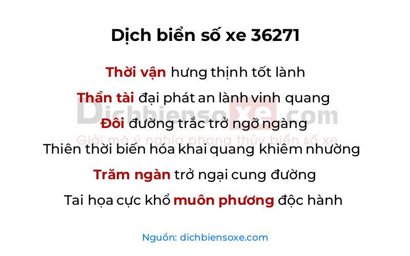 Dịch thơ biển số 36271