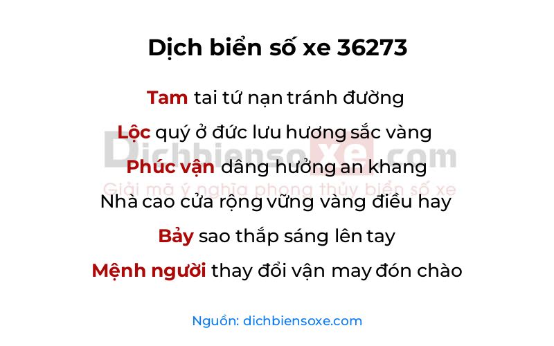 Dịch thơ biển số 36273
