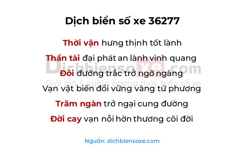 Dịch thơ biển số 36277