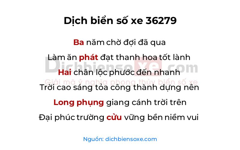 Dịch thơ biển số 36279