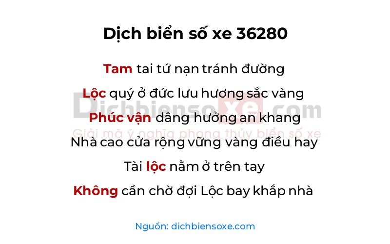Dịch thơ biển số 36280