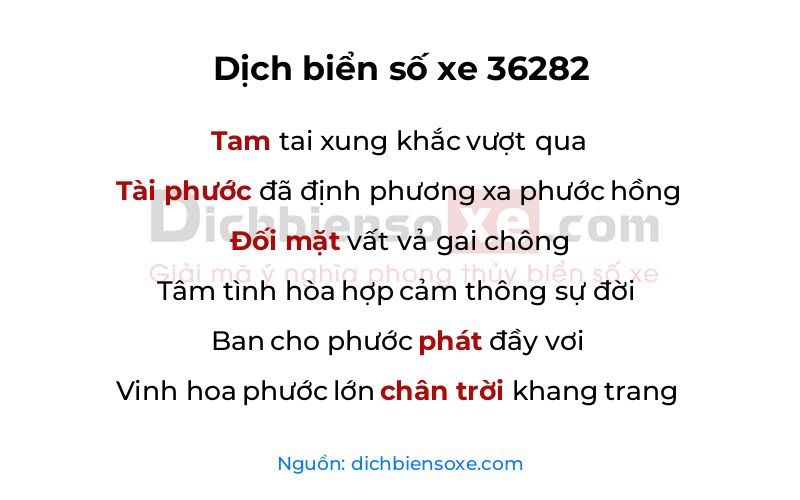 Dịch thơ biển số 36282