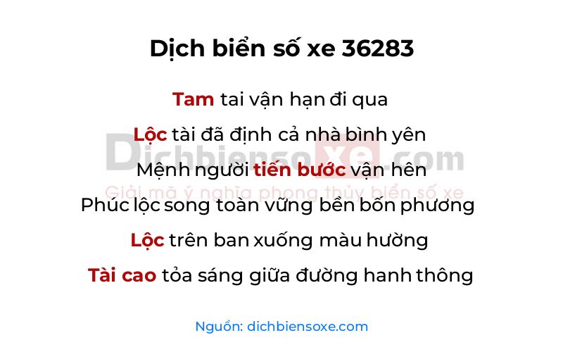 Dịch thơ biển số 36283