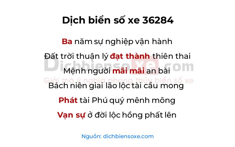 Dịch thơ biển số 36284