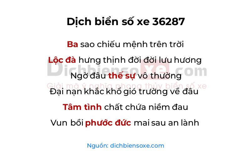 Dịch thơ biển số 36287