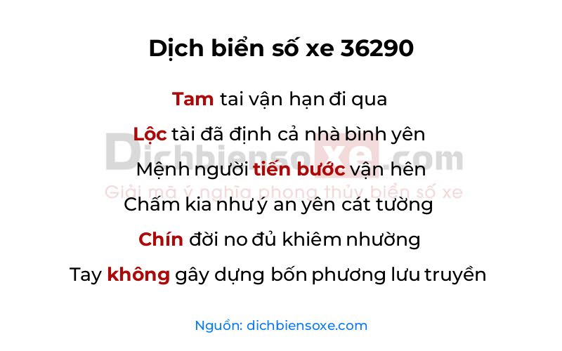 Dịch thơ biển số 36290