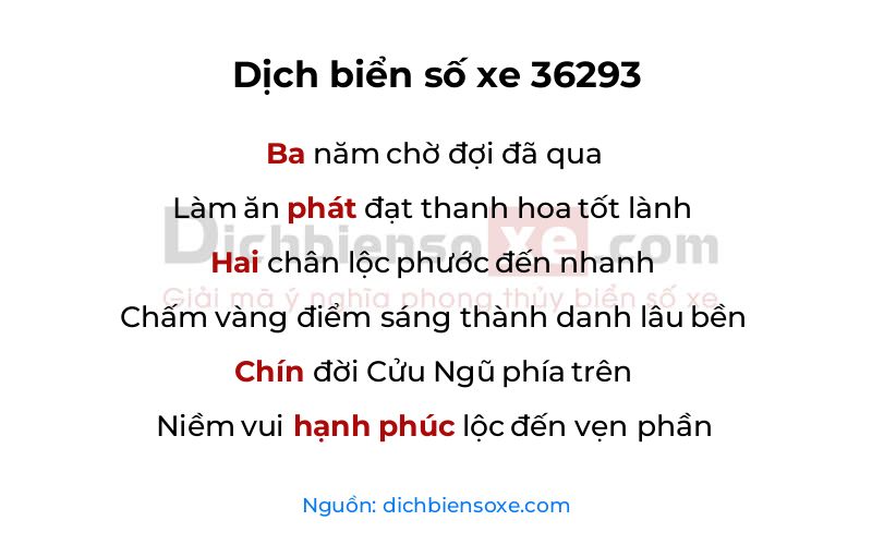 Dịch thơ biển số 36293