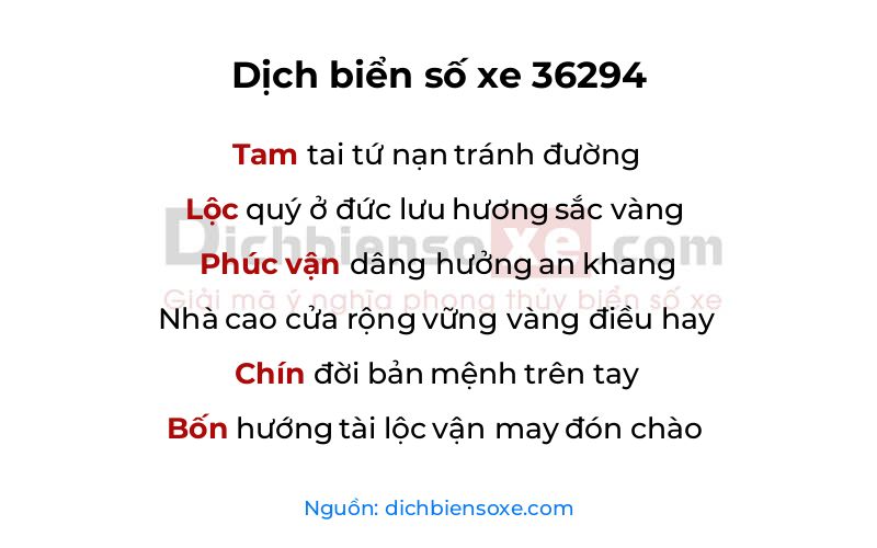 Dịch thơ biển số 36294