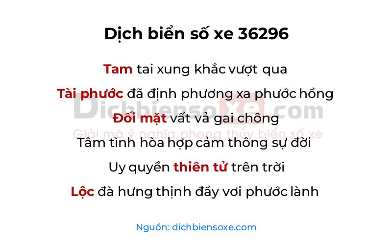 Dịch thơ biển số 36296