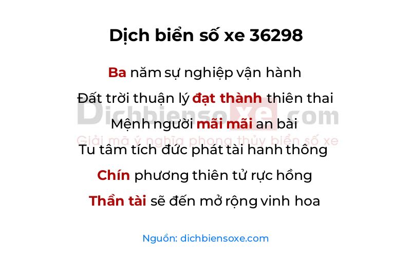 Dịch thơ biển số 36298