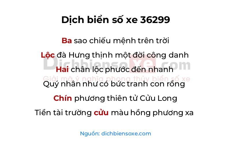 Dịch thơ biển số 36299