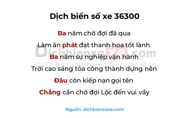 Dịch thơ biển số 36300