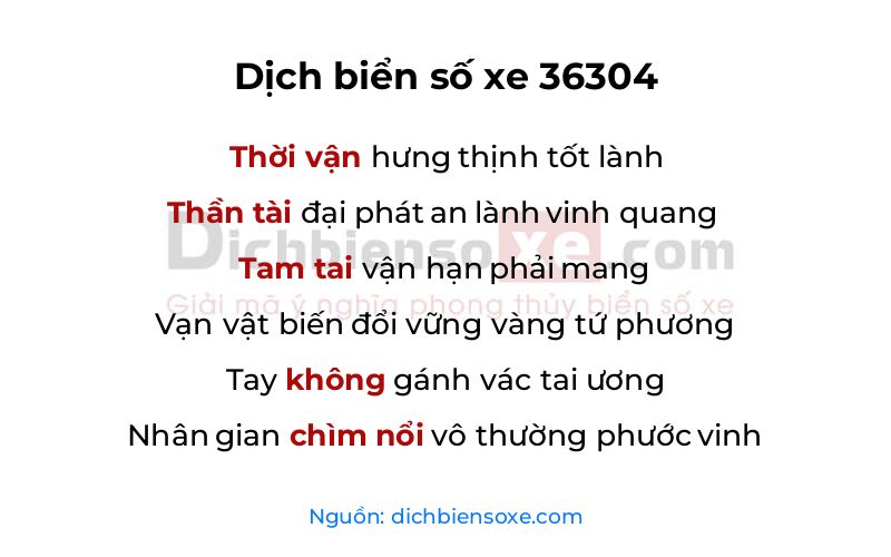 Dịch thơ biển số 36304