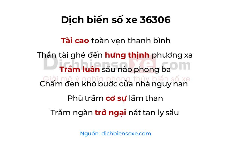 Dịch thơ biển số 36306