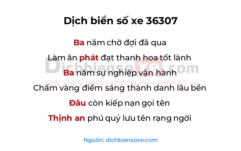 Dịch thơ biển số 36307