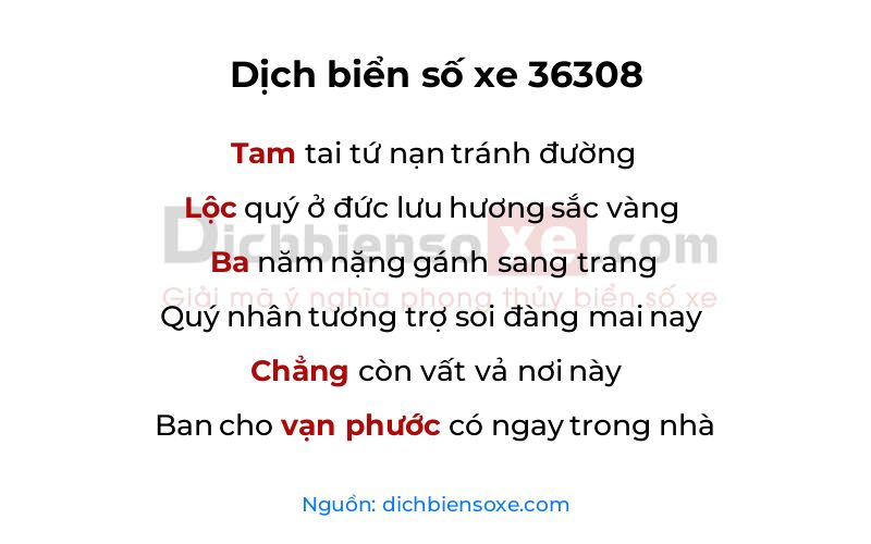 Dịch thơ biển số 36308