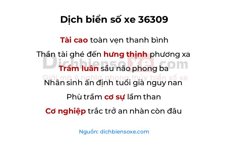 Dịch thơ biển số 36309