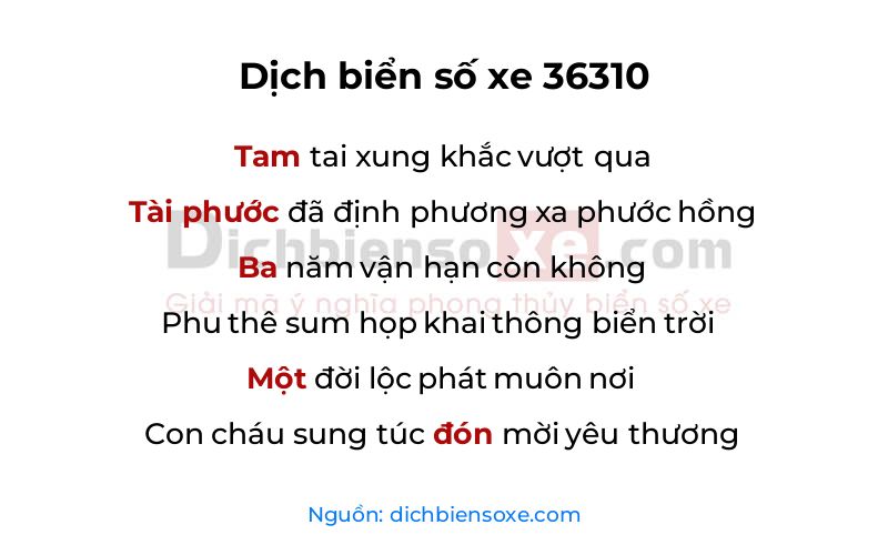 Dịch thơ biển số 36310