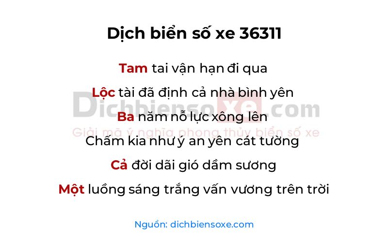 Dịch thơ biển số 36311
