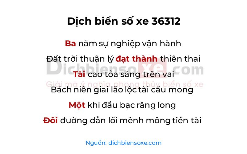 Dịch thơ biển số 36312