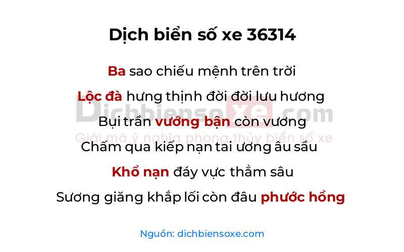 Dịch thơ biển số 36314