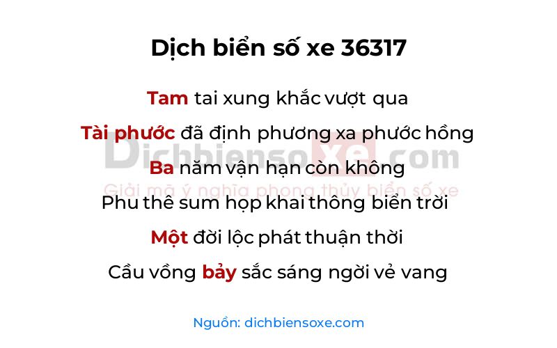 Dịch thơ biển số 36317