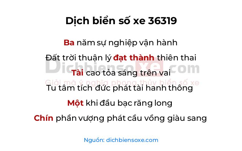 Dịch thơ biển số 36319
