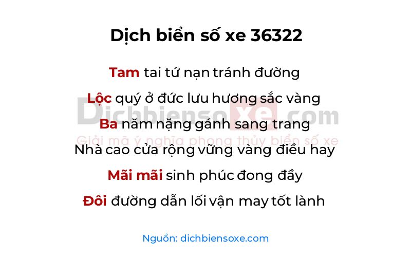 Dịch thơ biển số 36322