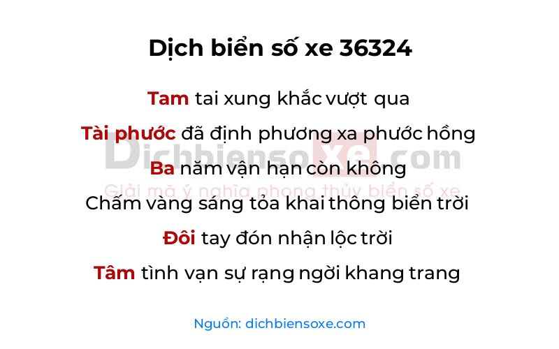 Dịch thơ biển số 36324