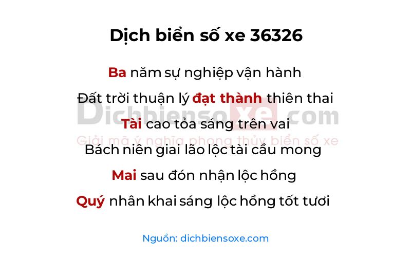 Dịch thơ biển số 36326