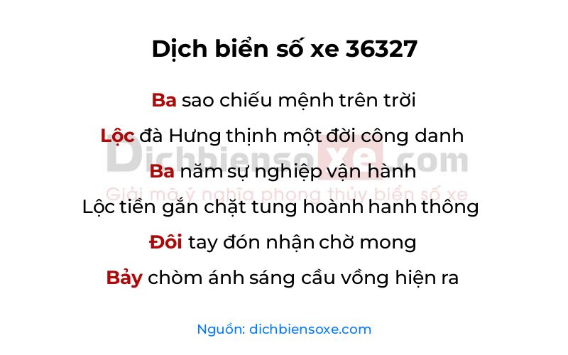 Dịch thơ biển số 36327