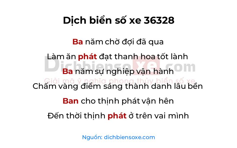 Dịch thơ biển số 36328
