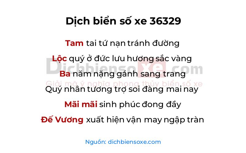 Dịch thơ biển số 36329