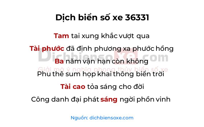 Dịch thơ biển số 36331