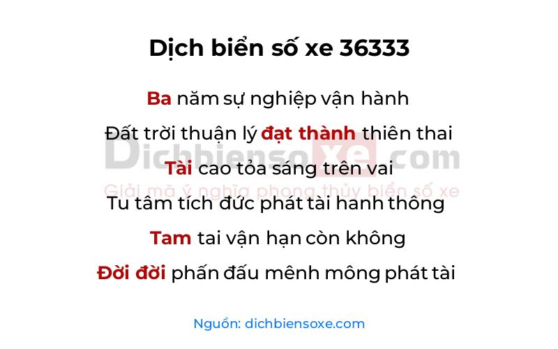 Dịch thơ biển số 36333