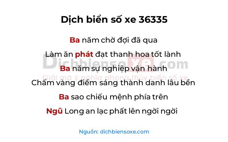 Dịch thơ biển số 36335