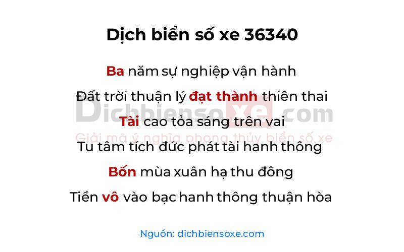 Dịch thơ biển số 36340