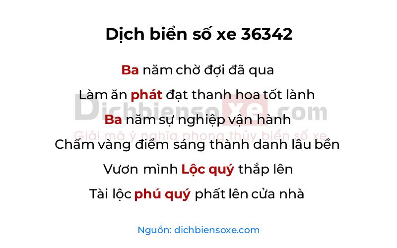 Dịch thơ biển số 36342