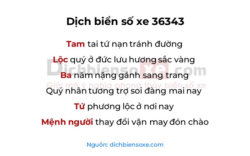 Dịch thơ biển số 36343