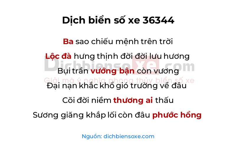 Dịch thơ biển số 36344